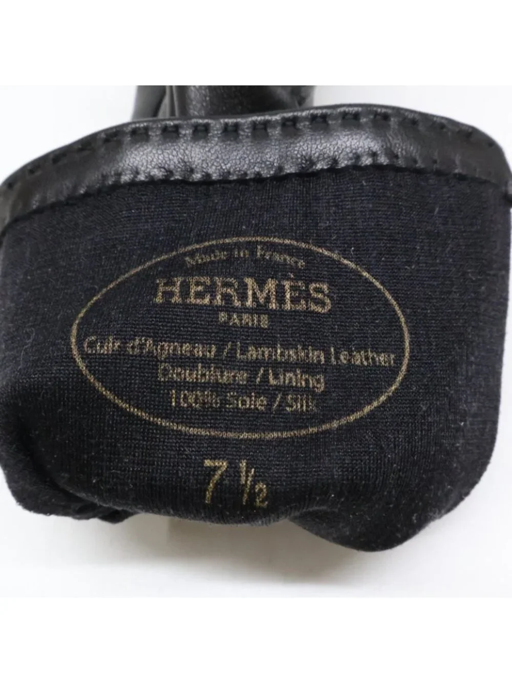 Hermes New Lambskin Lining Silk Soya Kelly Gloves 7.5